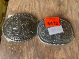 2 Hesston National Finals Rodeo belt buckles