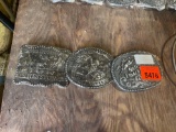 3 Hesston National Finals Rodeo belt buckles