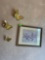 Floral picture frame and 3 gold butterflies