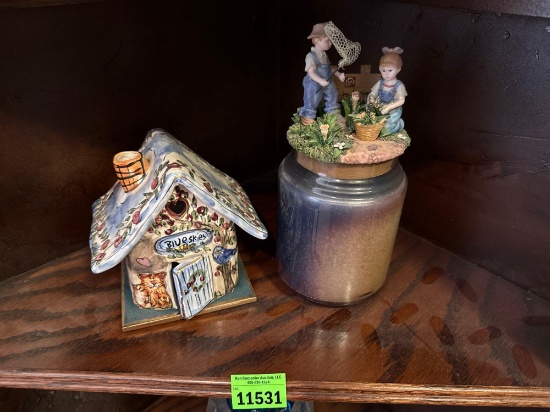 Candle with children topper, tea candle house