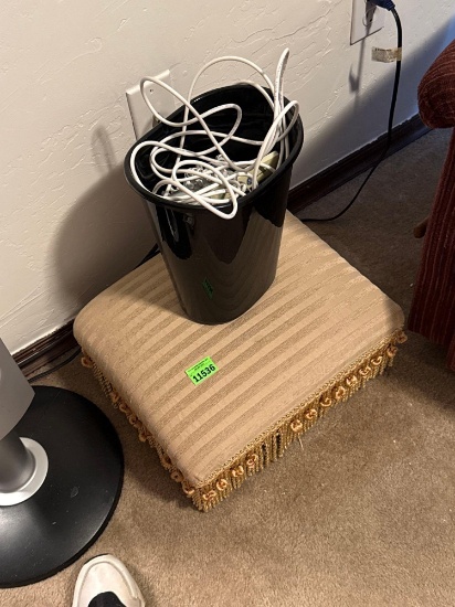 foot stool and trash can