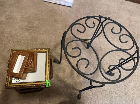 Hanging wall mirrors various sizes, world clock, metal stand