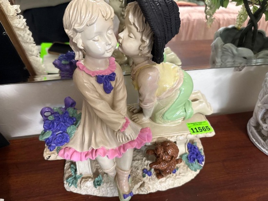 boy and girl bench decor