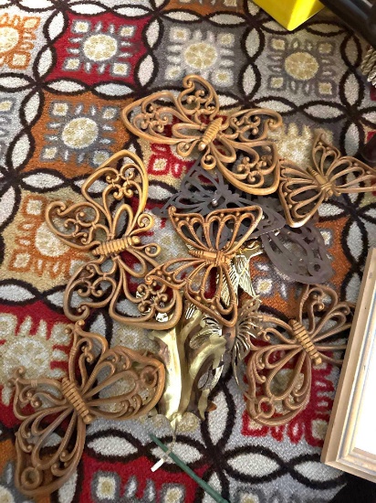 Home decor, butter, butterflies, Mira greenery