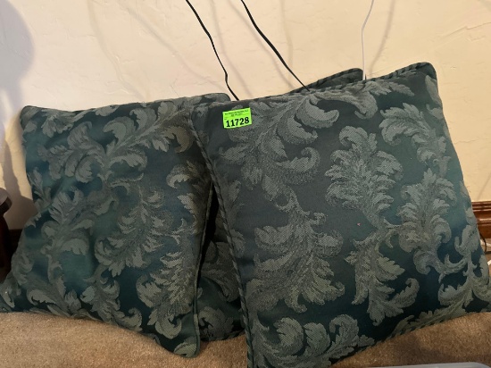 3 green matching pillows