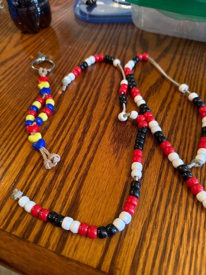 Key chain beads on rawhide