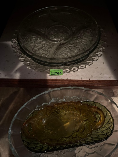 Glass trays and bowls