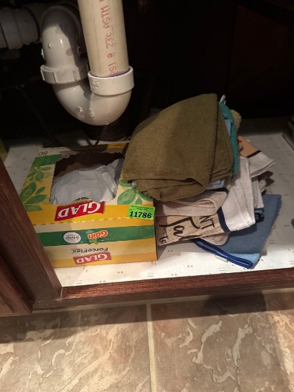 trash bags and wash cloths