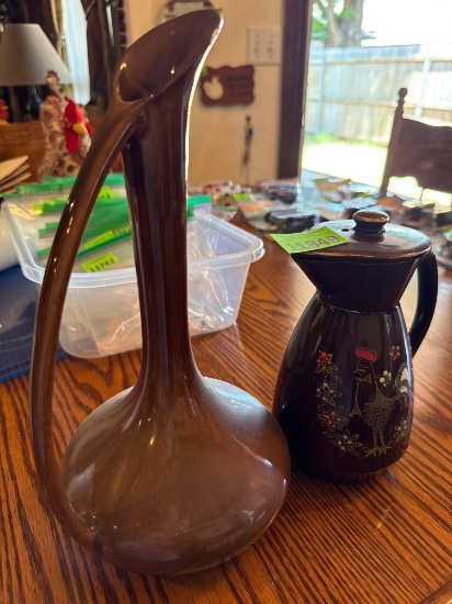 Brown pitcher and tea pot