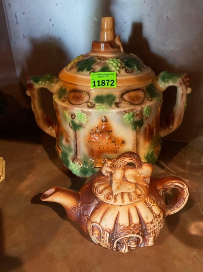 Vintage Swagman Pottery Australia Pumpkin Teapot and ceramic canister made in New Castle, OK