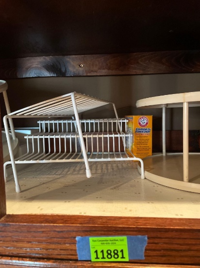 3 lazy Susan cabinet storage and 3 cabinet shelves and 1 tubber ware