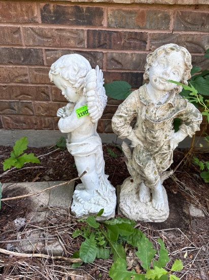 Angel and boy yard decor