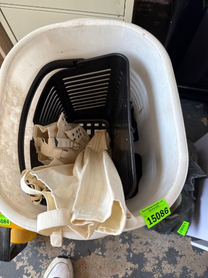trashcan and corset and a basket