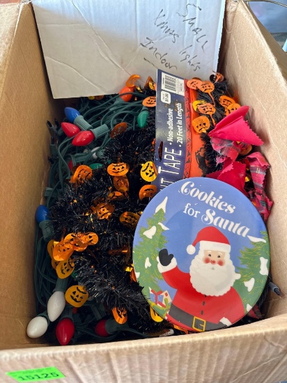 Box of Christmas lights, Halloween decor