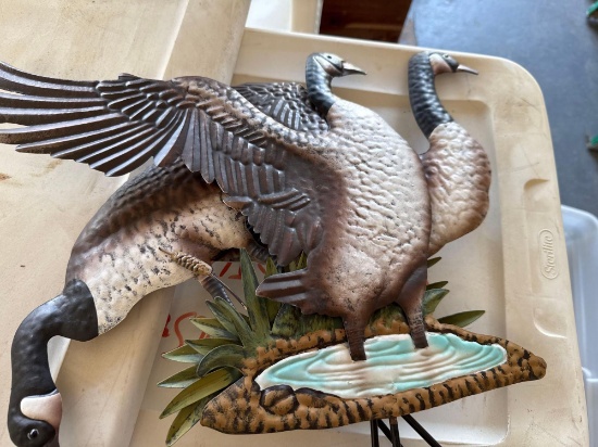 Outdoor decor, ducks greenery, flowers, and Moore