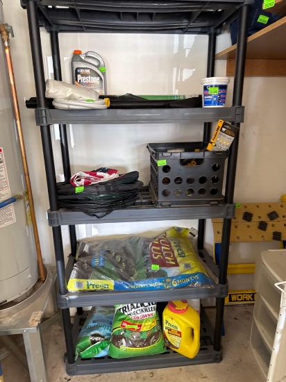 Plastic shelves, 17 x 36 inches, 74 inches height, items on shells are not included