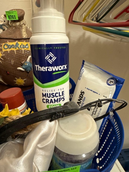 Cramp creams, basket, and colored stones