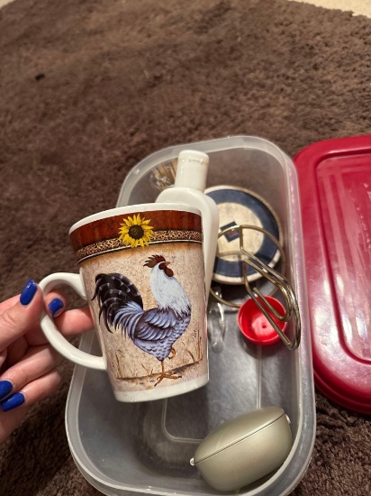 mug, tooth picks, lotion