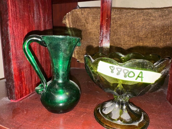 Glass, candy, dish, and glass pitcher, home decor