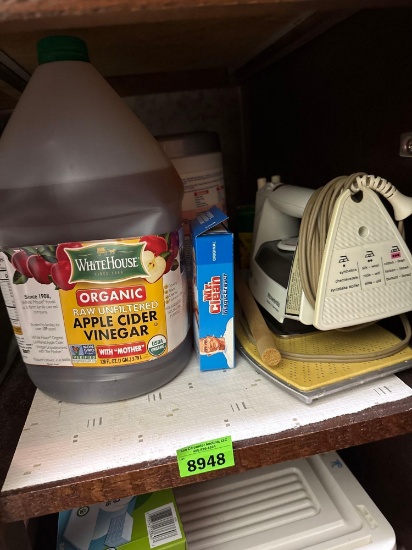 cleaning supplies and iron