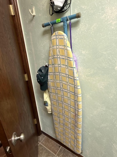 ironing board, iron, hat, cleaning tool
