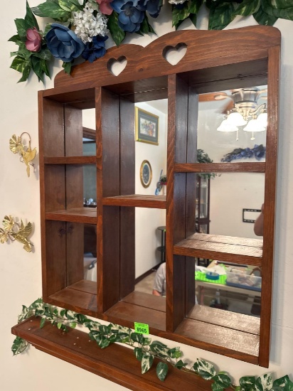 Home decor, shelf and mirror