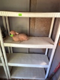 Plastic shelves 34 inches, 55.5 inches height, items not included on shelf