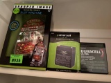 Duracell battery, Enercell battery in box, Sharper Image slot machine bank