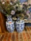2 Beautiful asian inspired vases with artifical flower arrangements