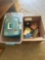 Tote, carrying caddy and misc items in box