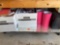 Boom box, lamp shades, books and misc items