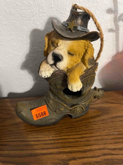 Dog in boot figurine