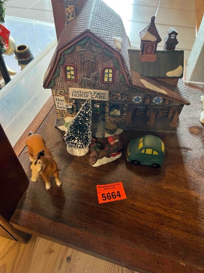 Christmas horse barn with figurines