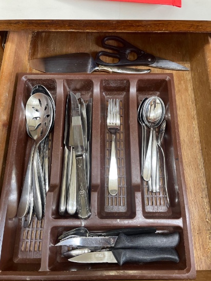 Silverware in tray