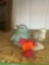 3 small chicken decor