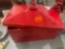 Red metal containers decor