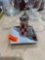 Checkard salt shaker and silver/white square plate