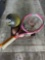 Tennis racket, football, soccer ball and shoes