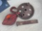 Pulley block, cam gear, metal wedge