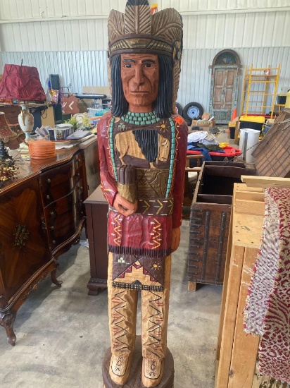 Cigar store Indian -Hand Carved by Frank Gallagher - Likely carved from Rocky Mountain Aspen