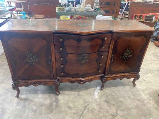 Antique English Chippendale Revival Mahogany bow-fronted sideboard Must bring help to load