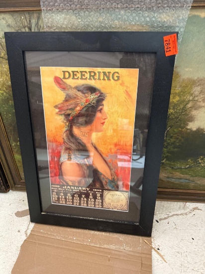 Deering harvesting framed litho Measurements in photo