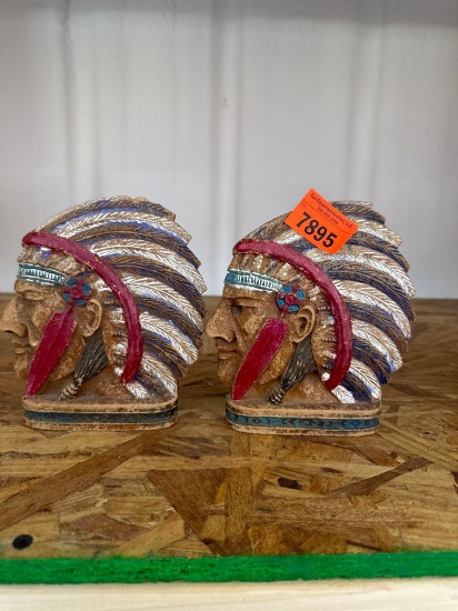 Pair of Vintage Indian head bookends