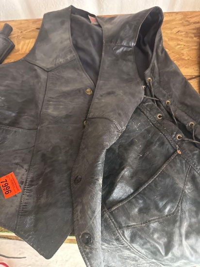 Leather riding vest