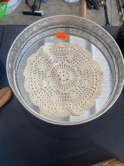 Doily and metal tray
