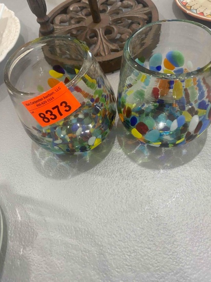 2 stained glass cups