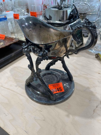 Silver gravy bowl and stand