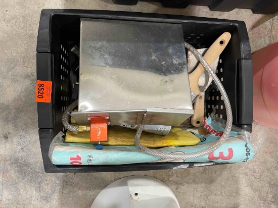 Compressed air, paint brushes, hose, and other items
