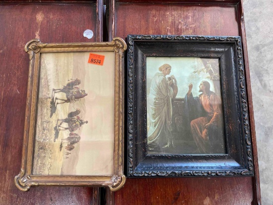 Framed picture of Jesus and framed camel picture