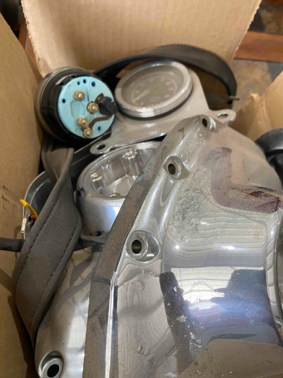 Box of motorcycle parts